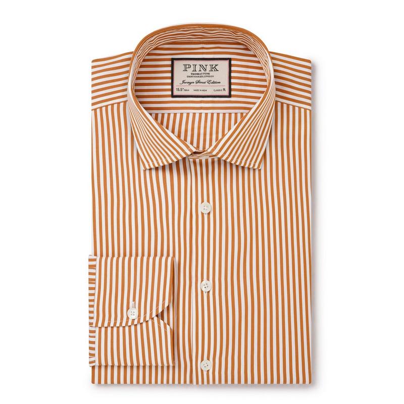 Orange striped dress shirt online