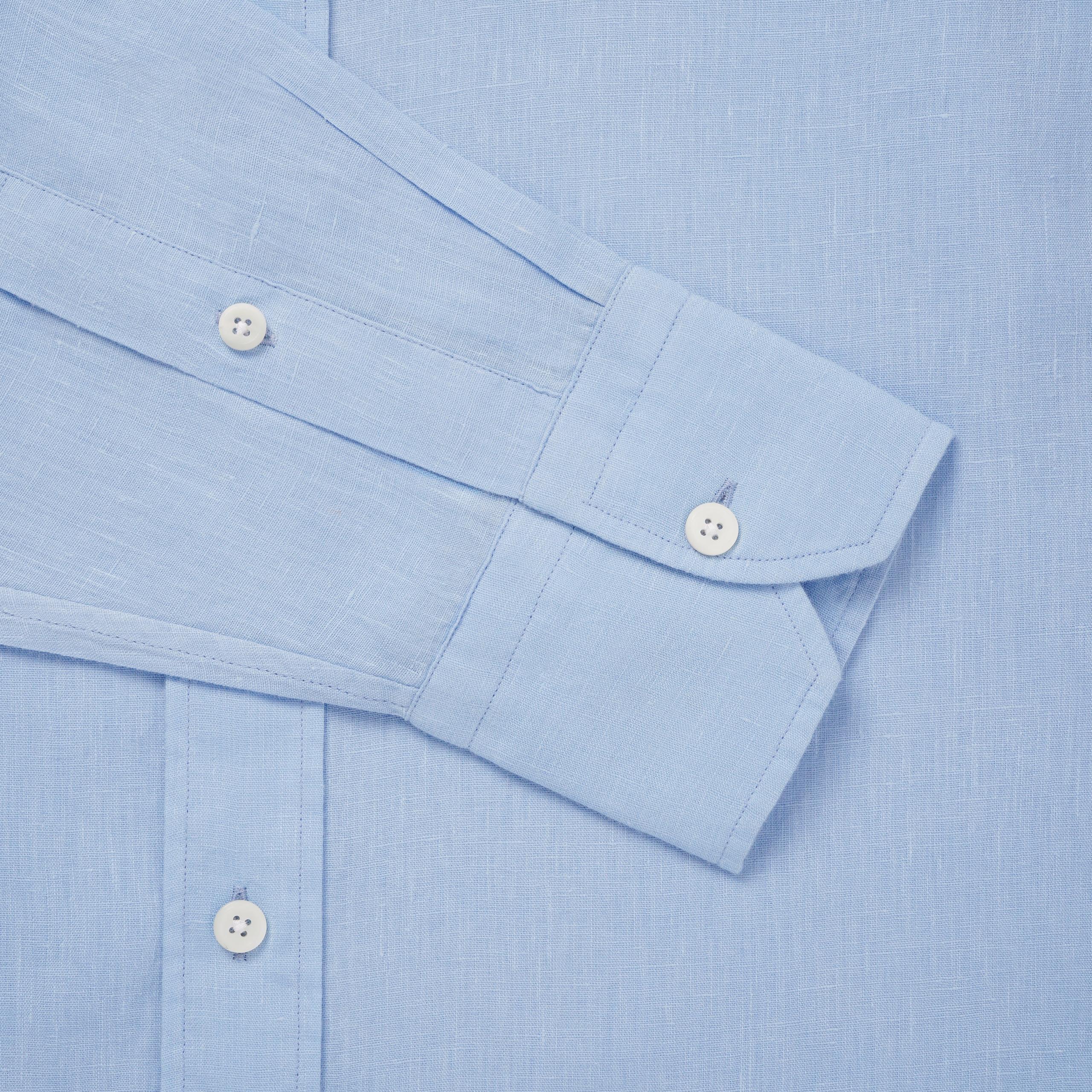 Sky Blue Classic Fit Smart Casual Winter Linen Shirt