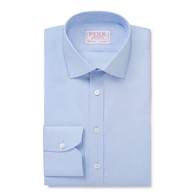 Pale Blue Tailored Fit Formal Natural Stretch Cotton Shirt