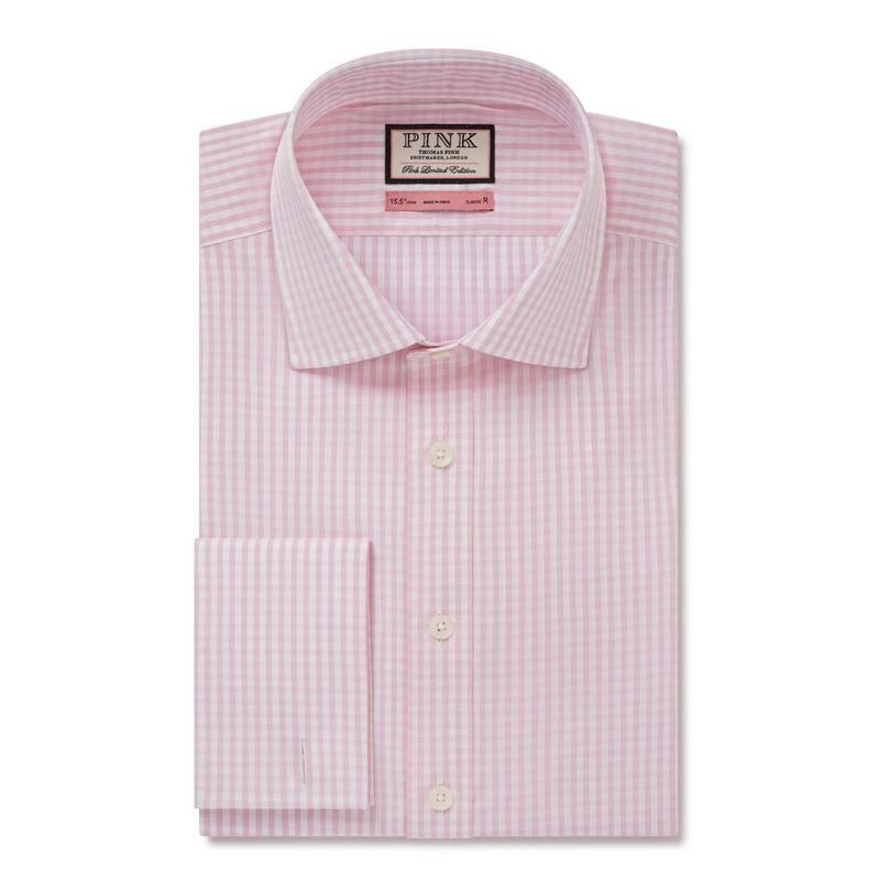 Pale Pink & White Classic Fit Formal Oxford Gingham Shirt