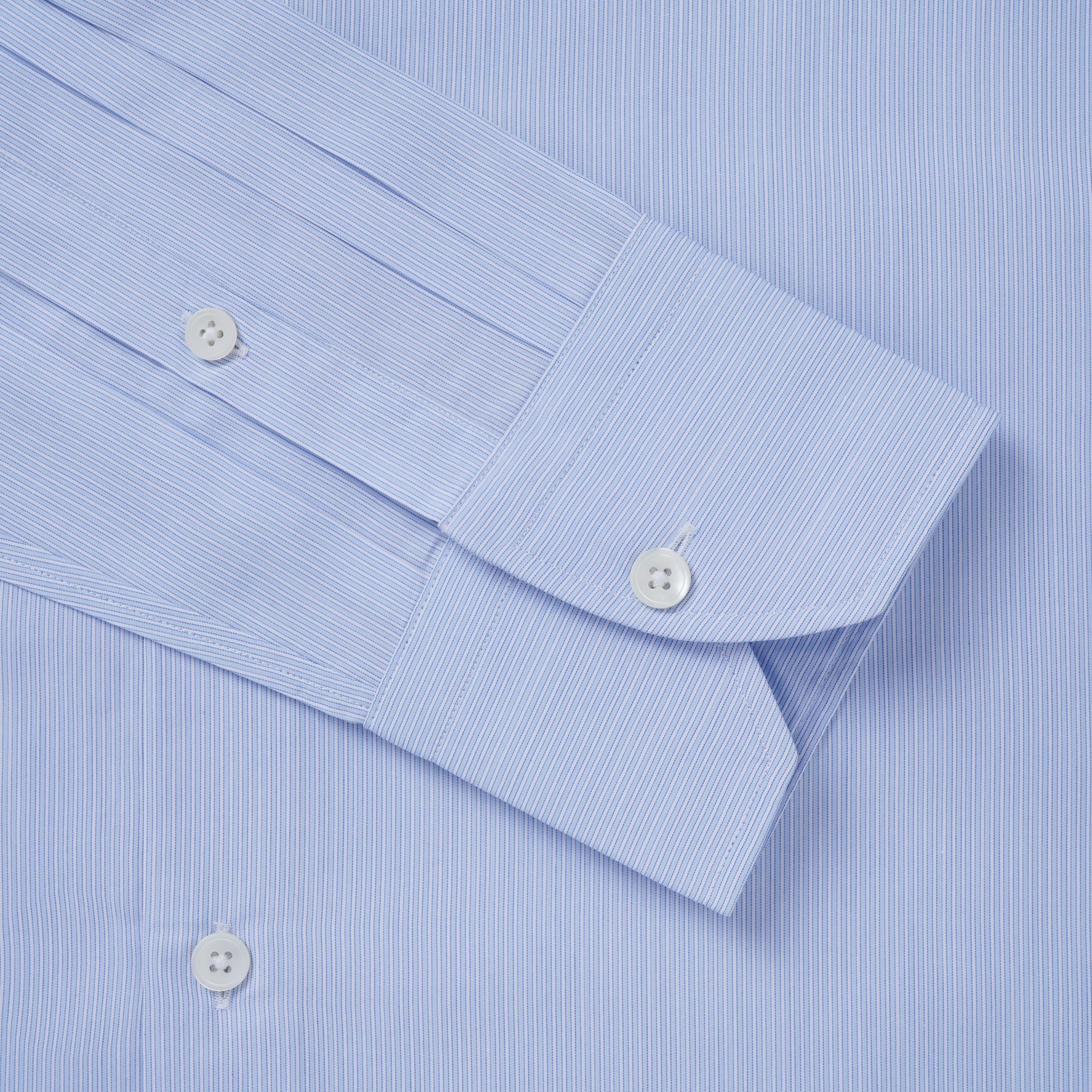 Blue & White Tailored Fit Formal Fine Stripe Shirt