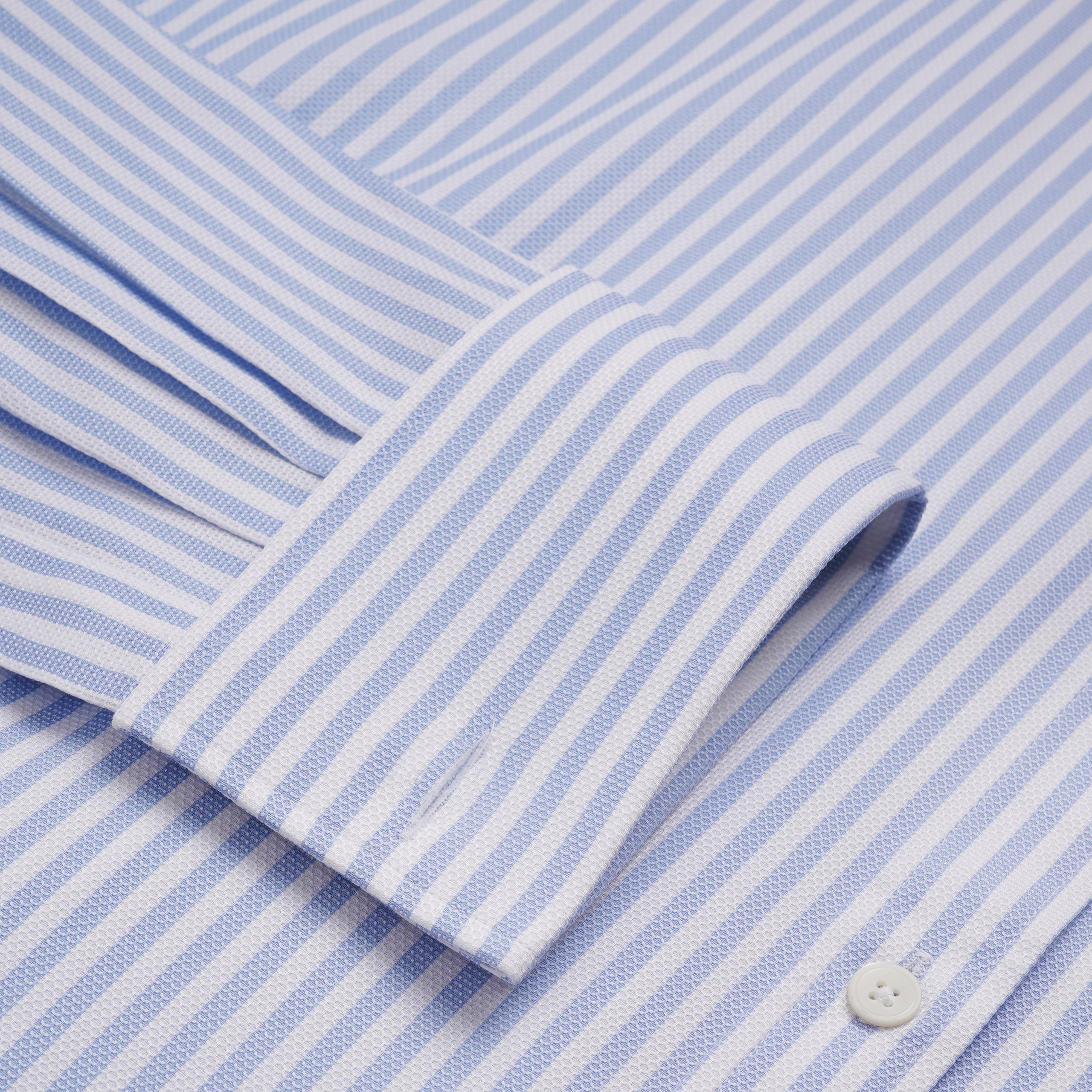 Pale Blue & White Classic Fit Striped Dobby Dress Shirt