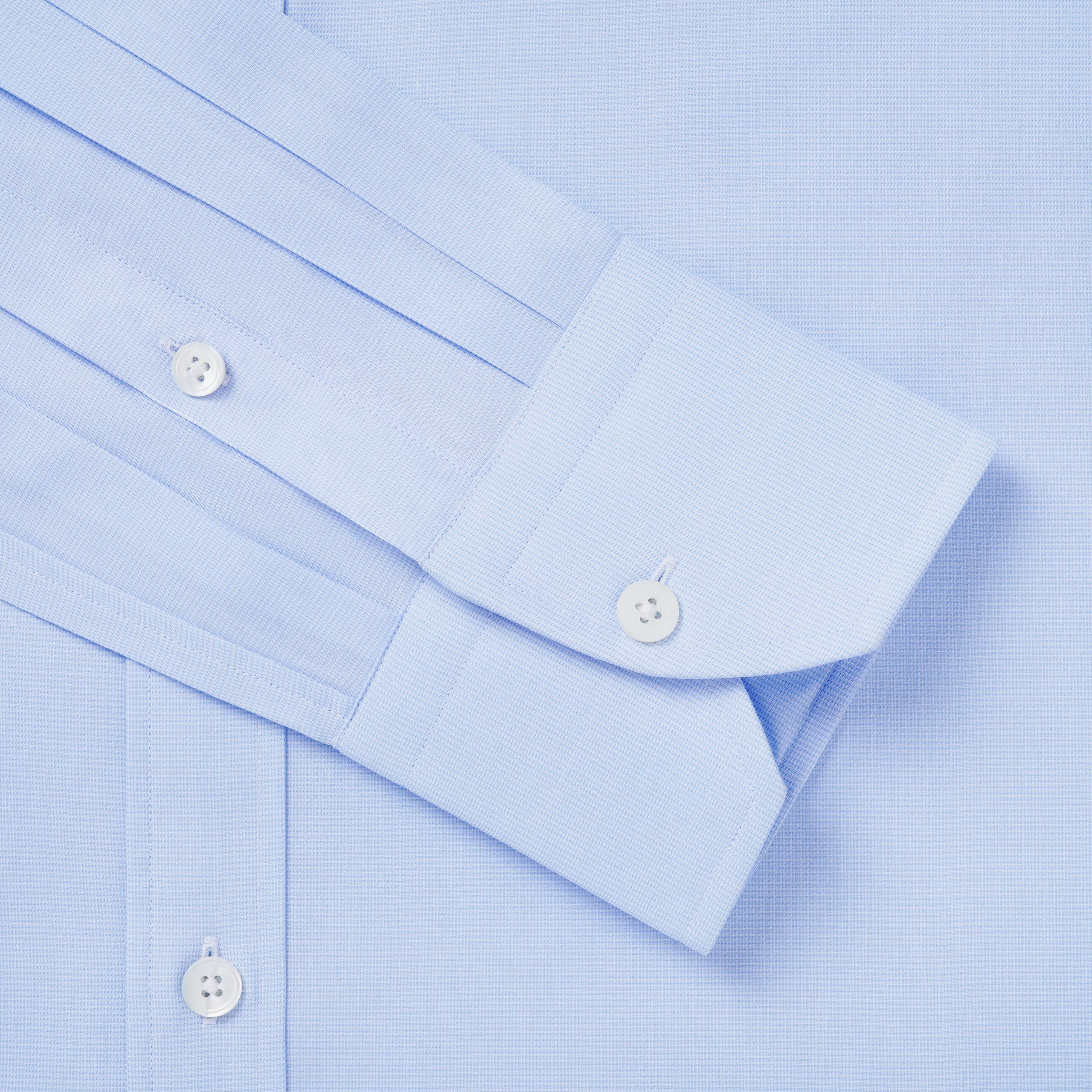 Pale Blue & White Classic Fit Formal Puppytooth Stripe Shirt