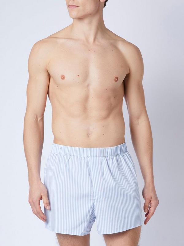 Blue Bengal Stripe Essential Cotton Boxer Shorts