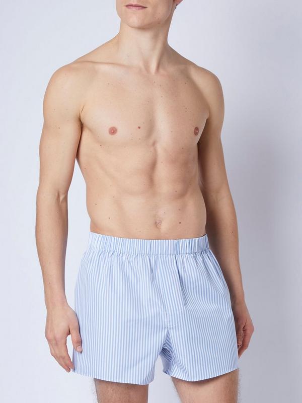 Blue & White Bengal Wide Stripe Classic Fit Boxer Shorts