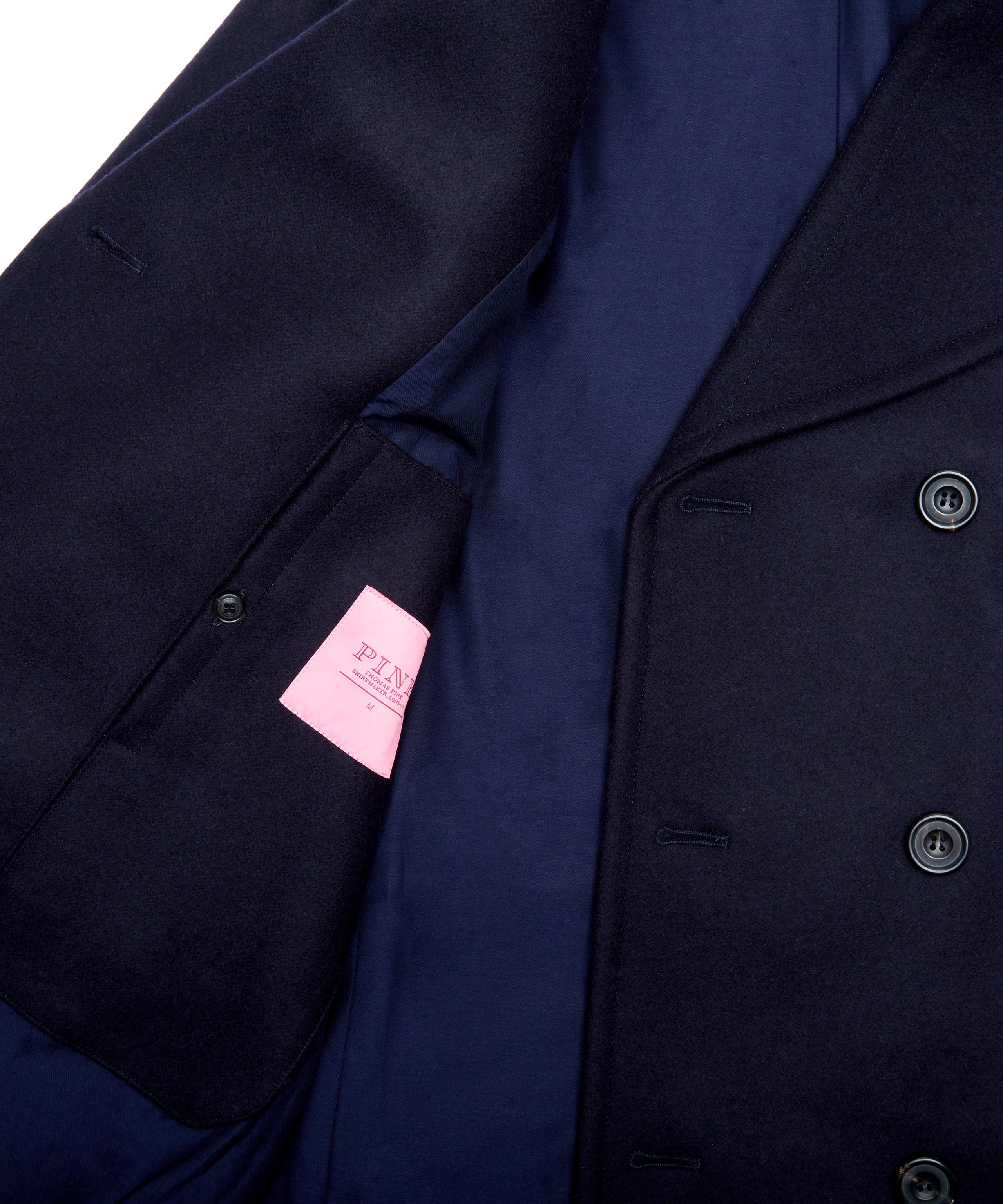 Navy Blue Wool Cashmere Pea Coat