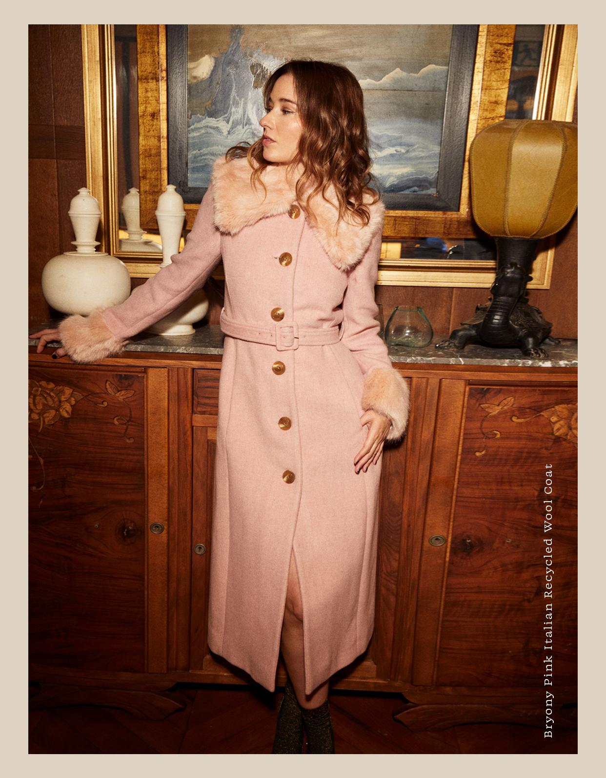 Bryony Pink Italian Recycled Wool Coat, Coats and Boots