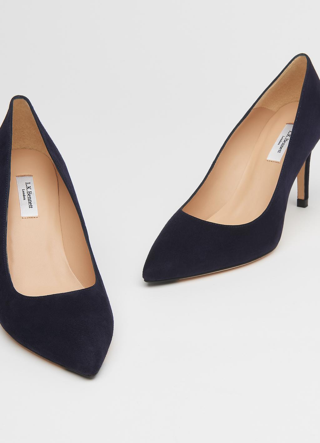 Floret Navy Suede Pointed Toe Courts | Shoes | L.K.Bennett