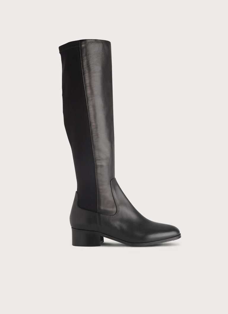 Long black boots low heel online
