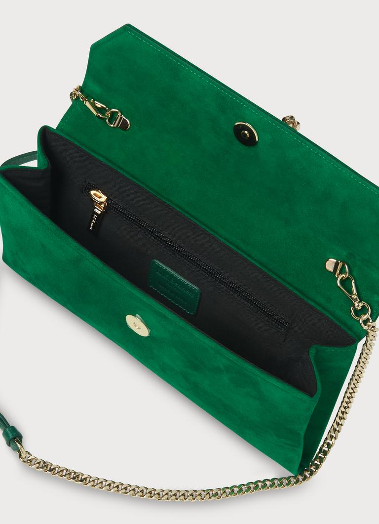 Dora Green Suede Clutch Bag Handbags L.K.Bennett