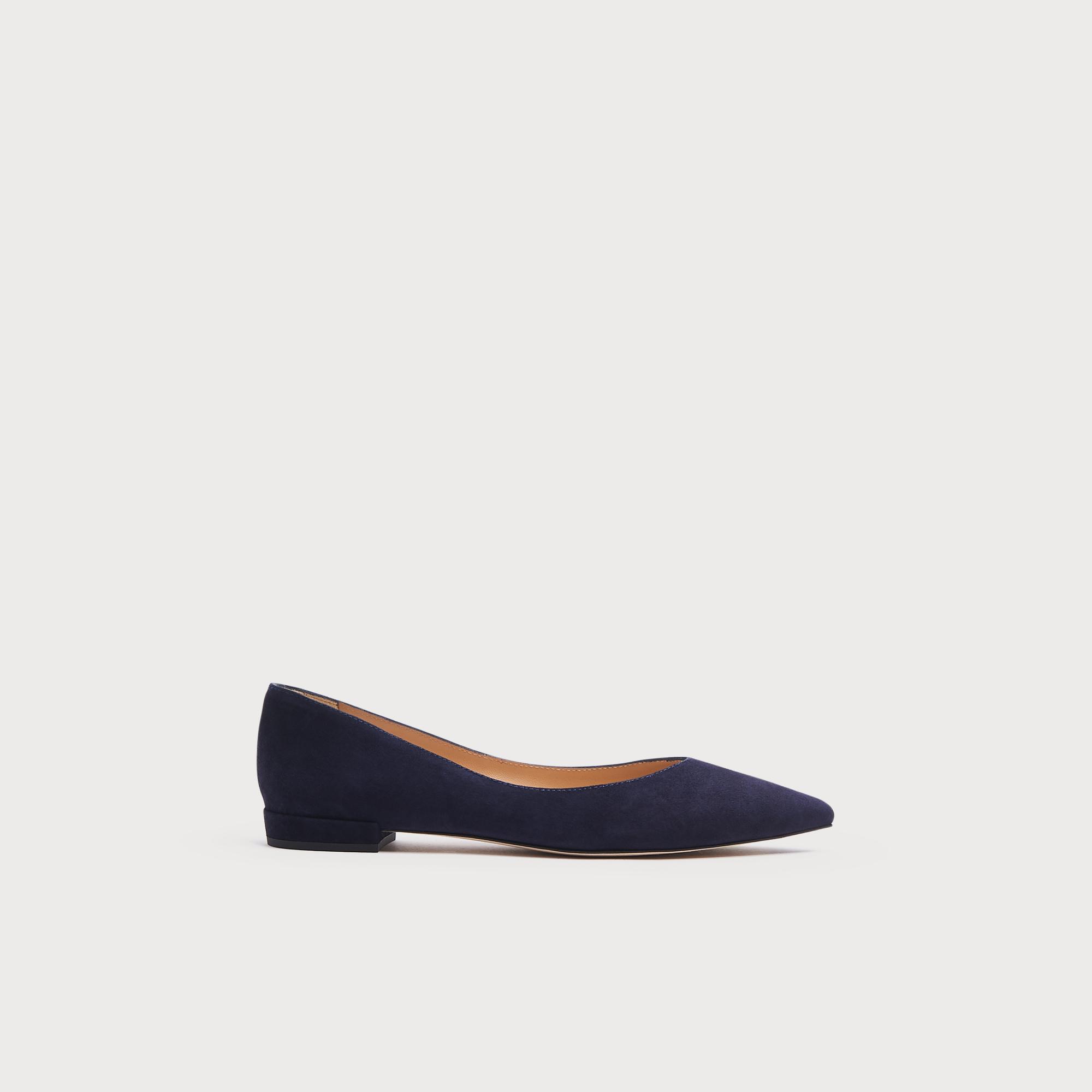 Harlow Navy Suede Pointed Flats Shoes L.K.Bennett