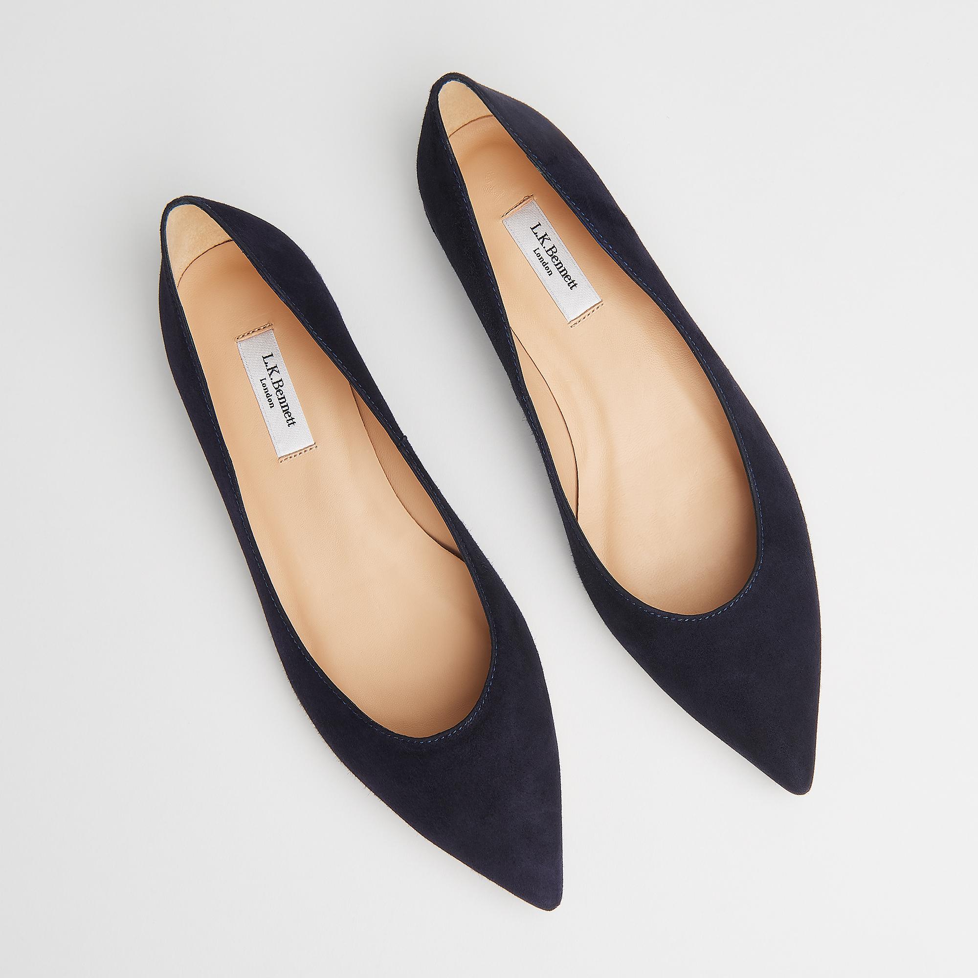 Harlow Navy Suede Pointed Flats Shoes