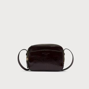 Mariel Burgundy Crinkle Patent Shoulder Bag