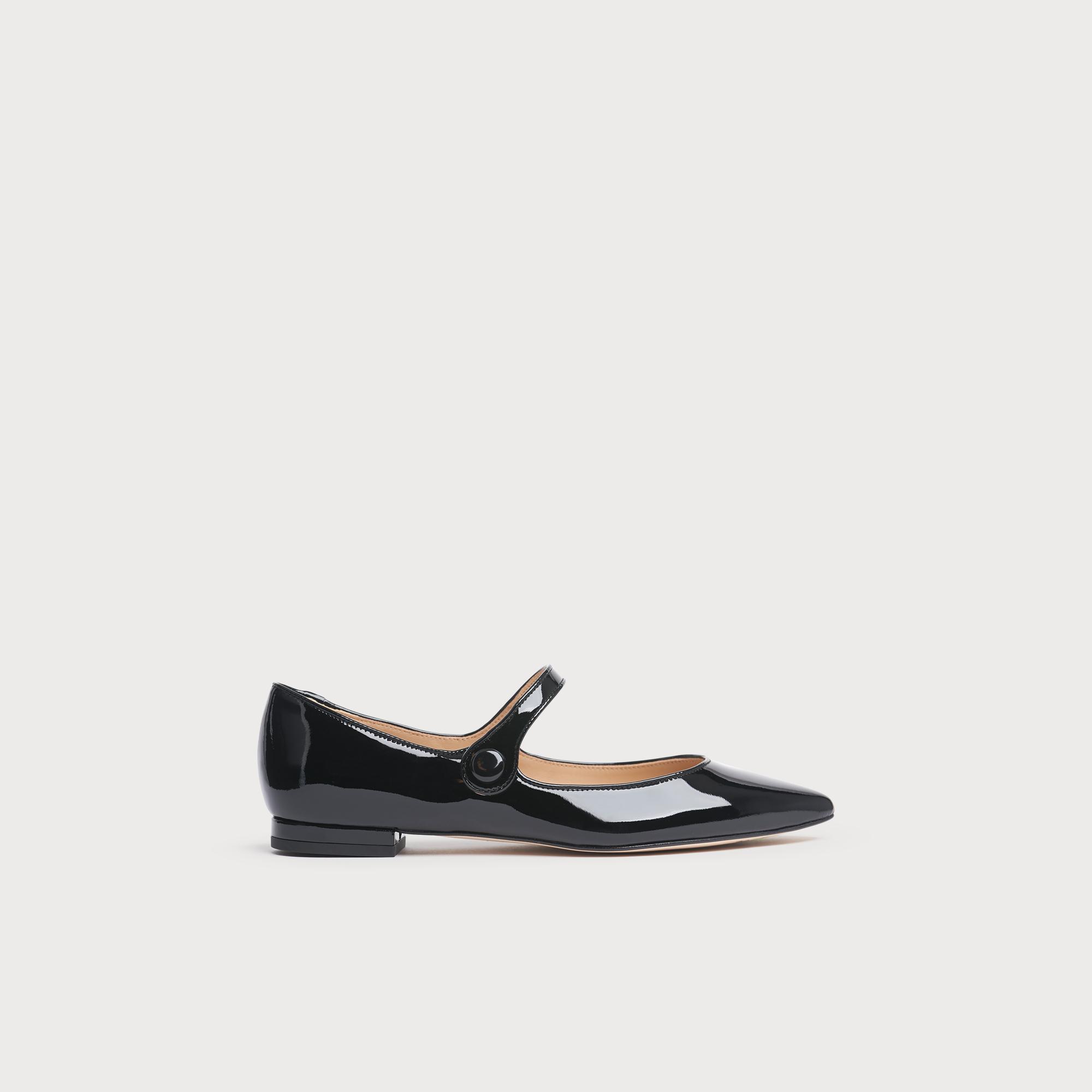Mary Jane Black Patent Flats Shoes