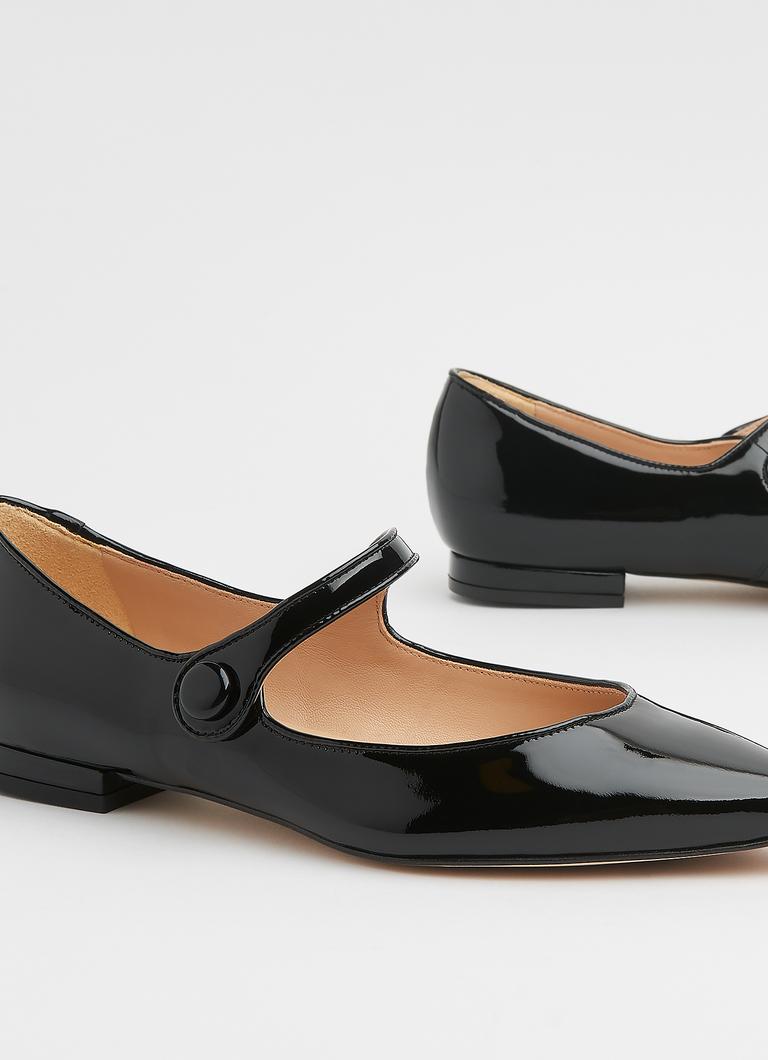 Mary Jane Black Patent Flats Shoes - Main Image