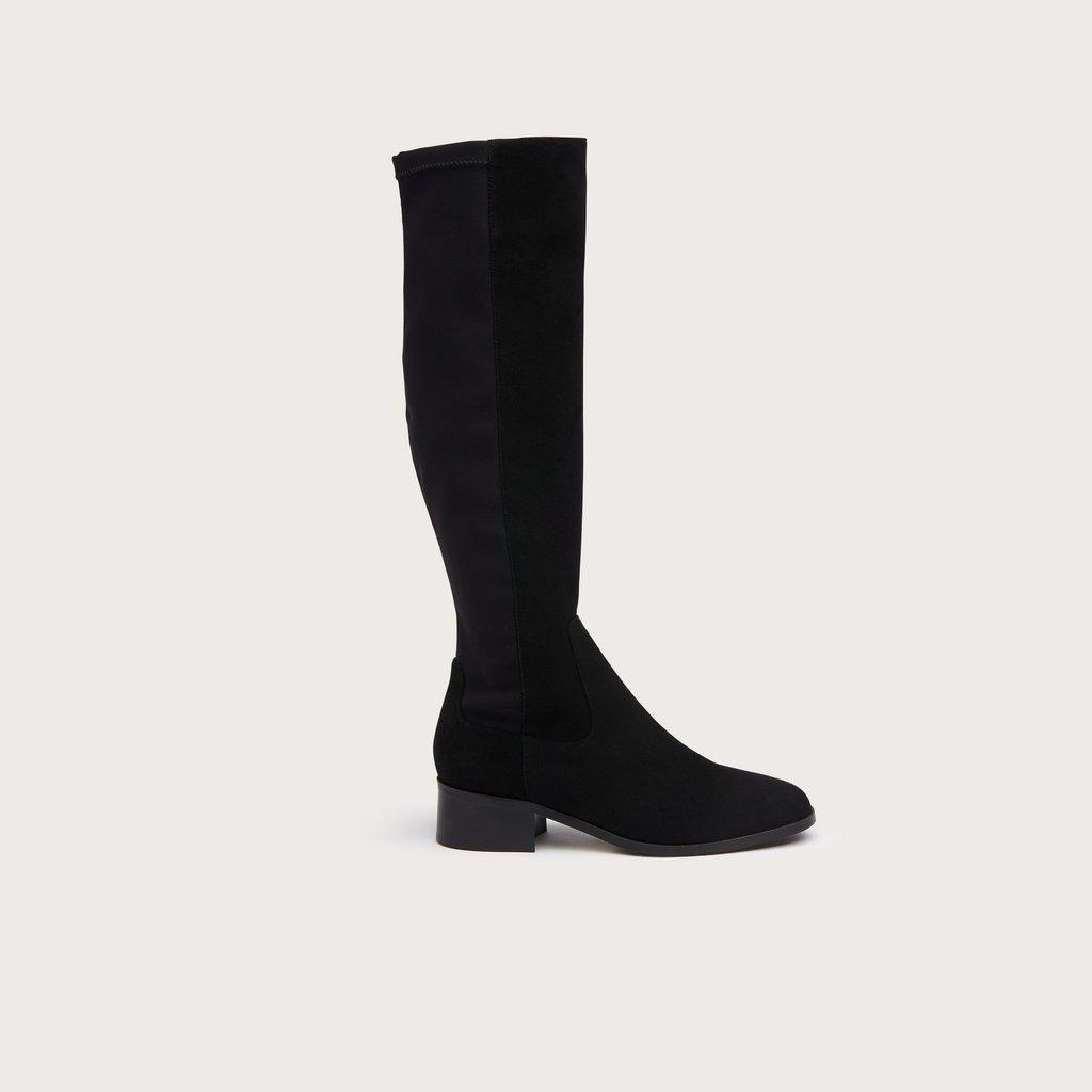 knee length black suede boots