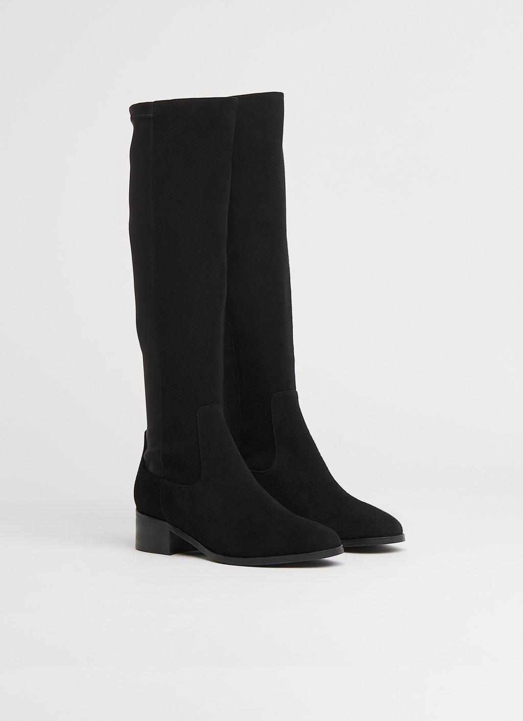 Verity Knee High Boots in Forest Green Suede