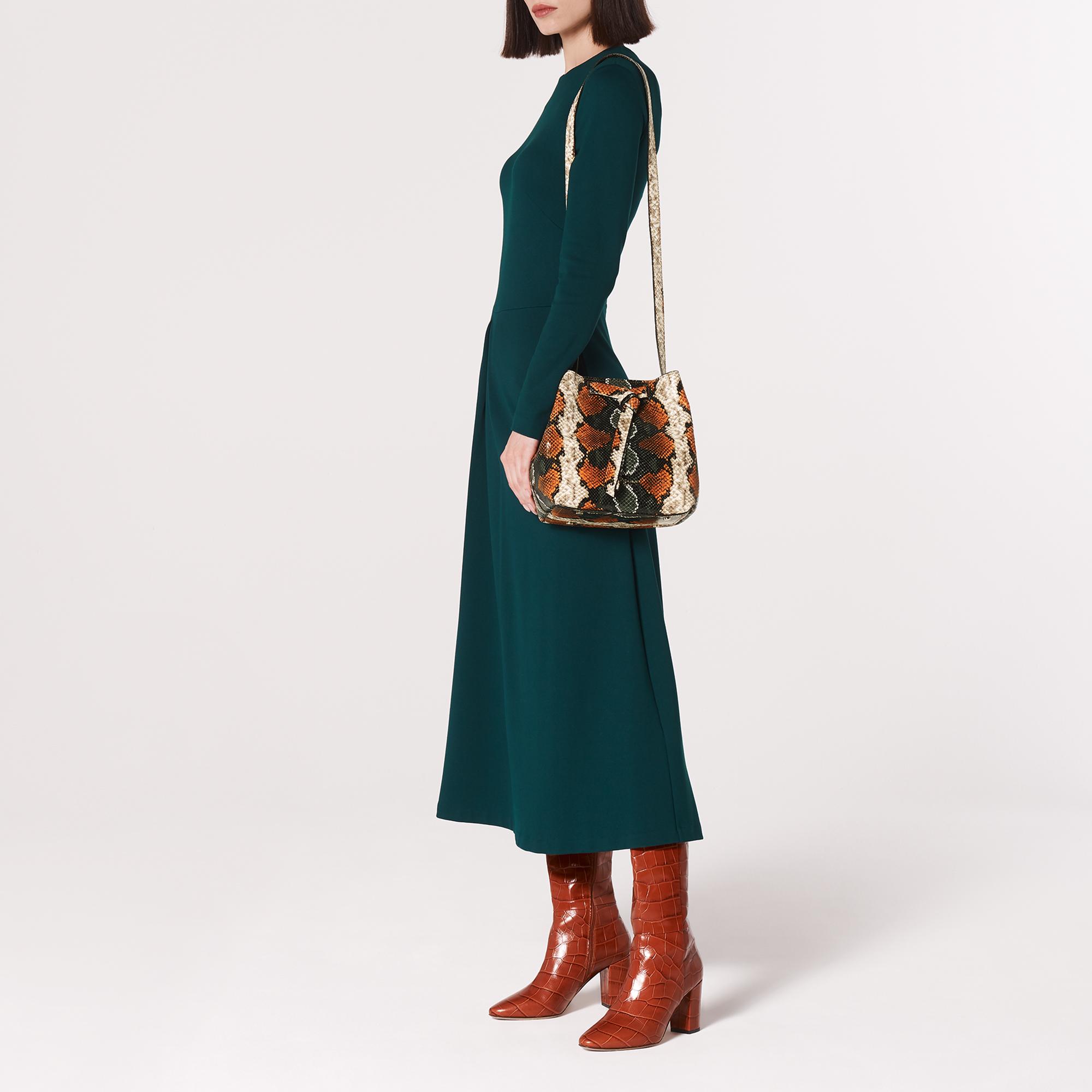 Bella Orange Snake Print Shoulder Bag Handbags