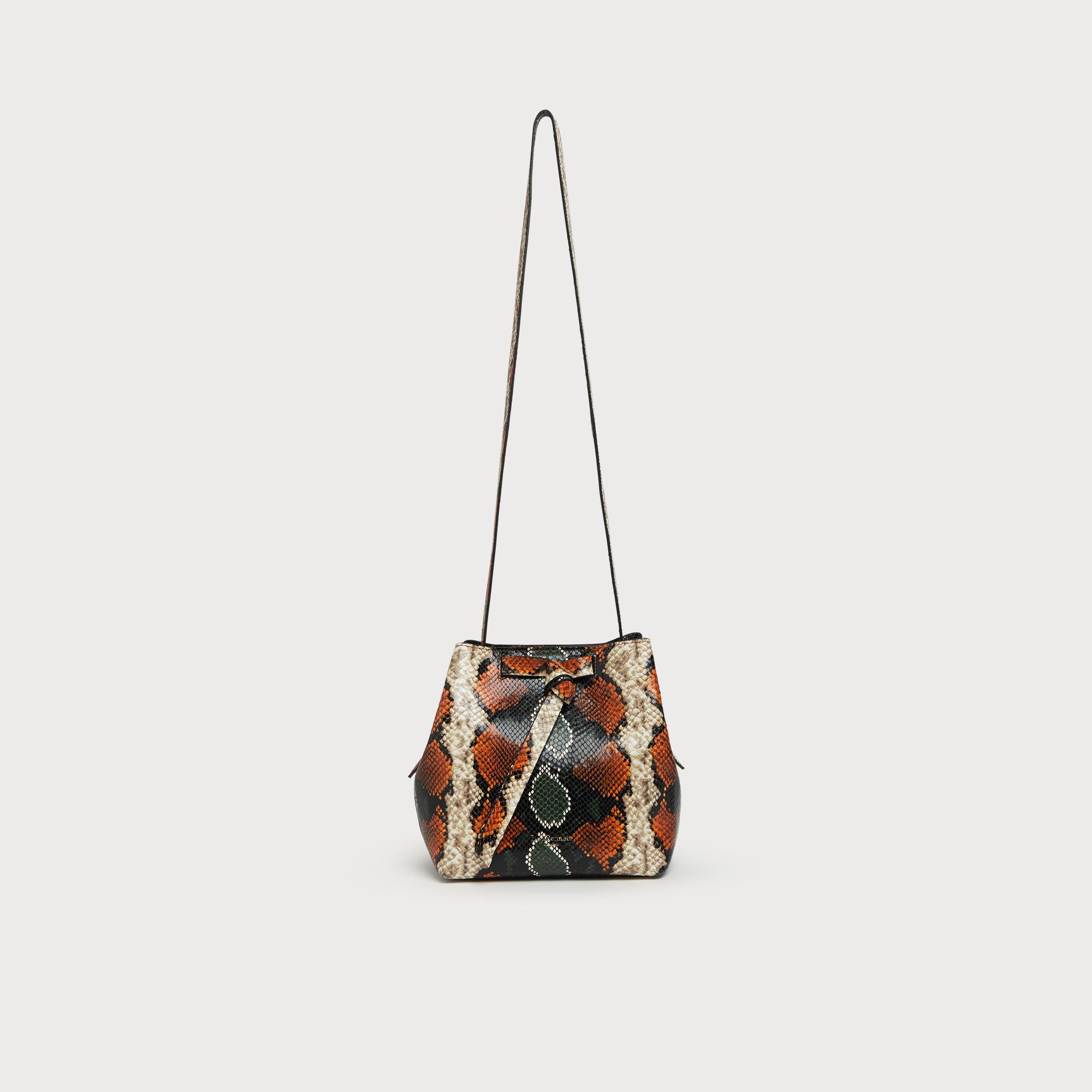 Bella Orange Snake Print Shoulder Bag Handbags