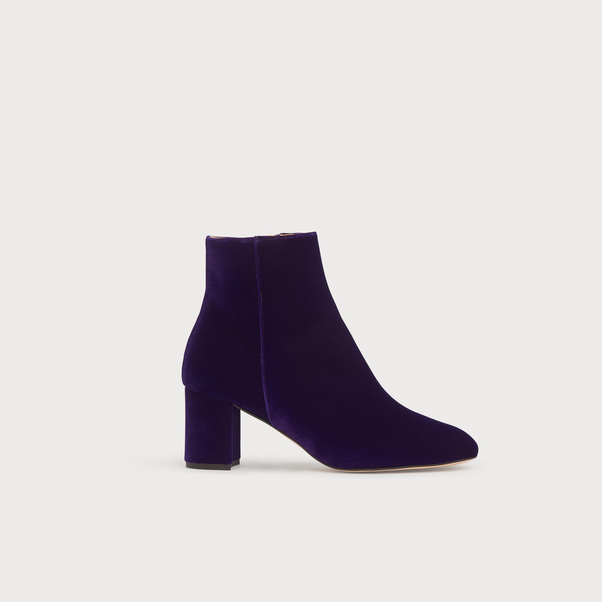 Jette Purple Velvet Ankle Boots