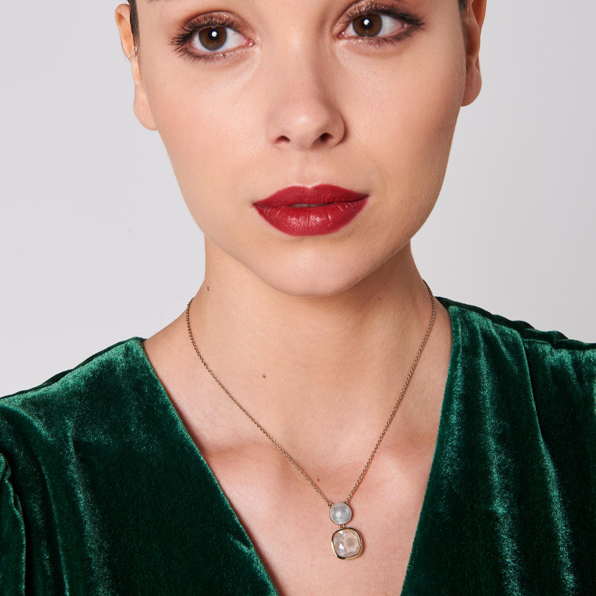 Eevee Swarovski Gold Crystal Pearl Necklace