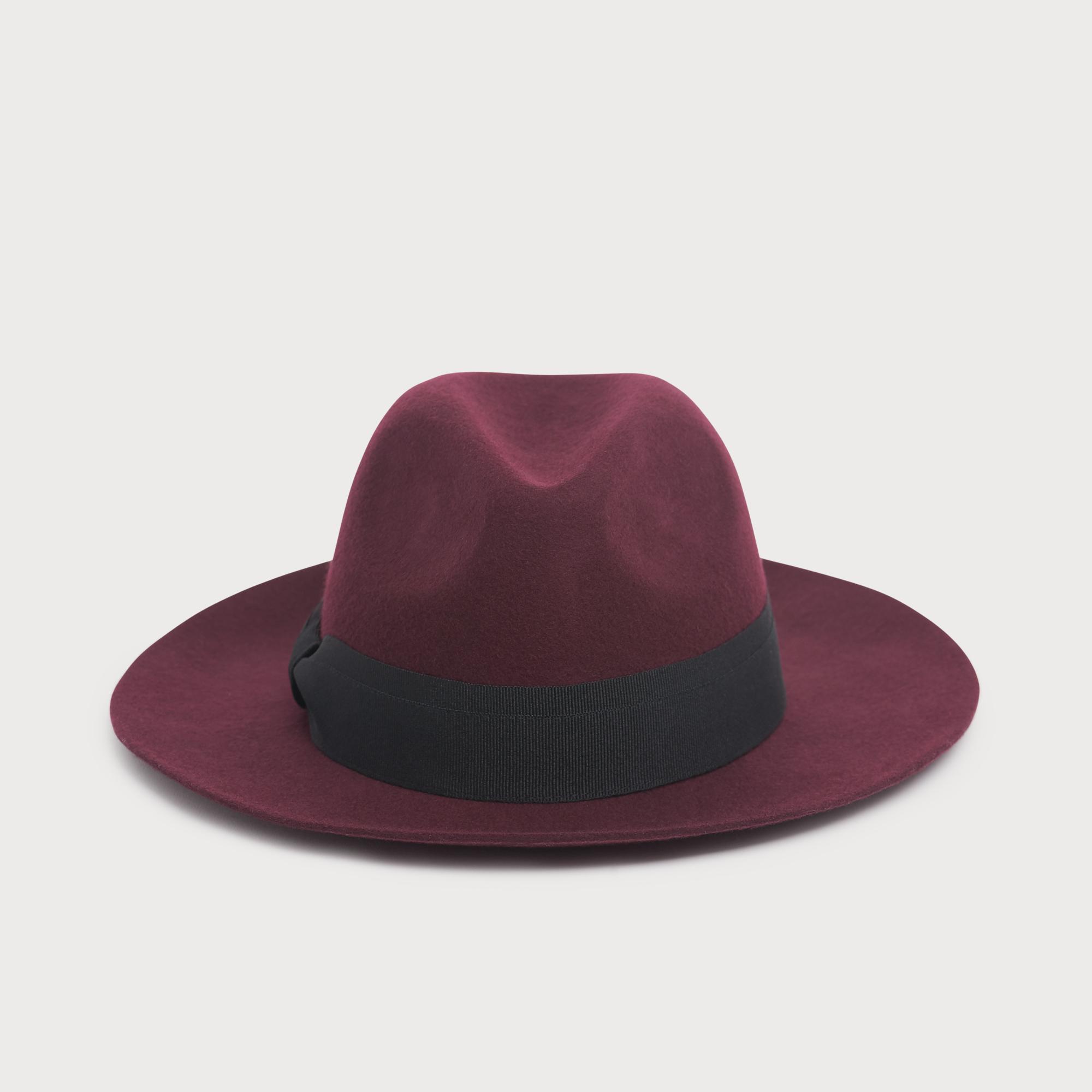 Michela Burgundy Wool Fedora Hat Accessories