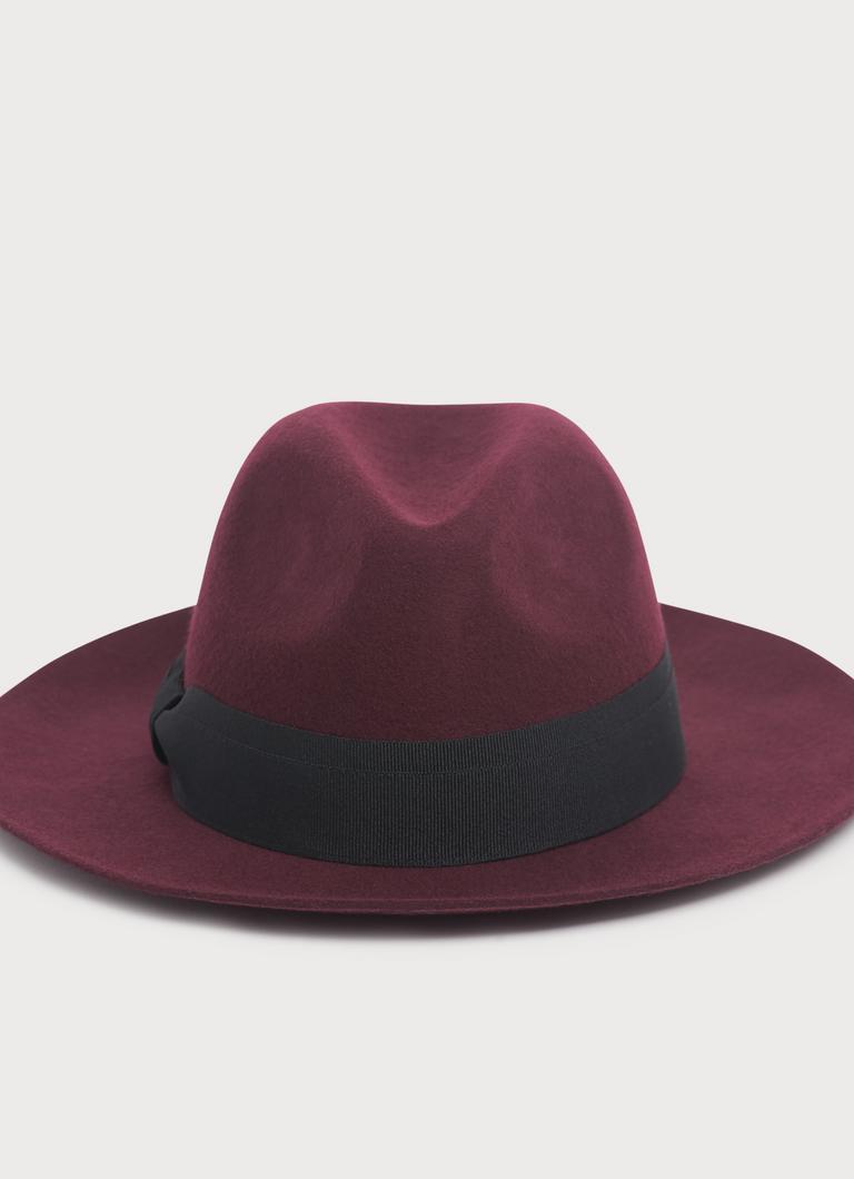 Michela Burgundy Wool Fedora Hat Accessories - Main Image