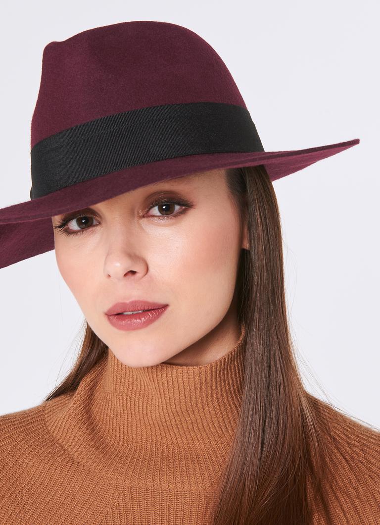 Burgundy fedora hat sales