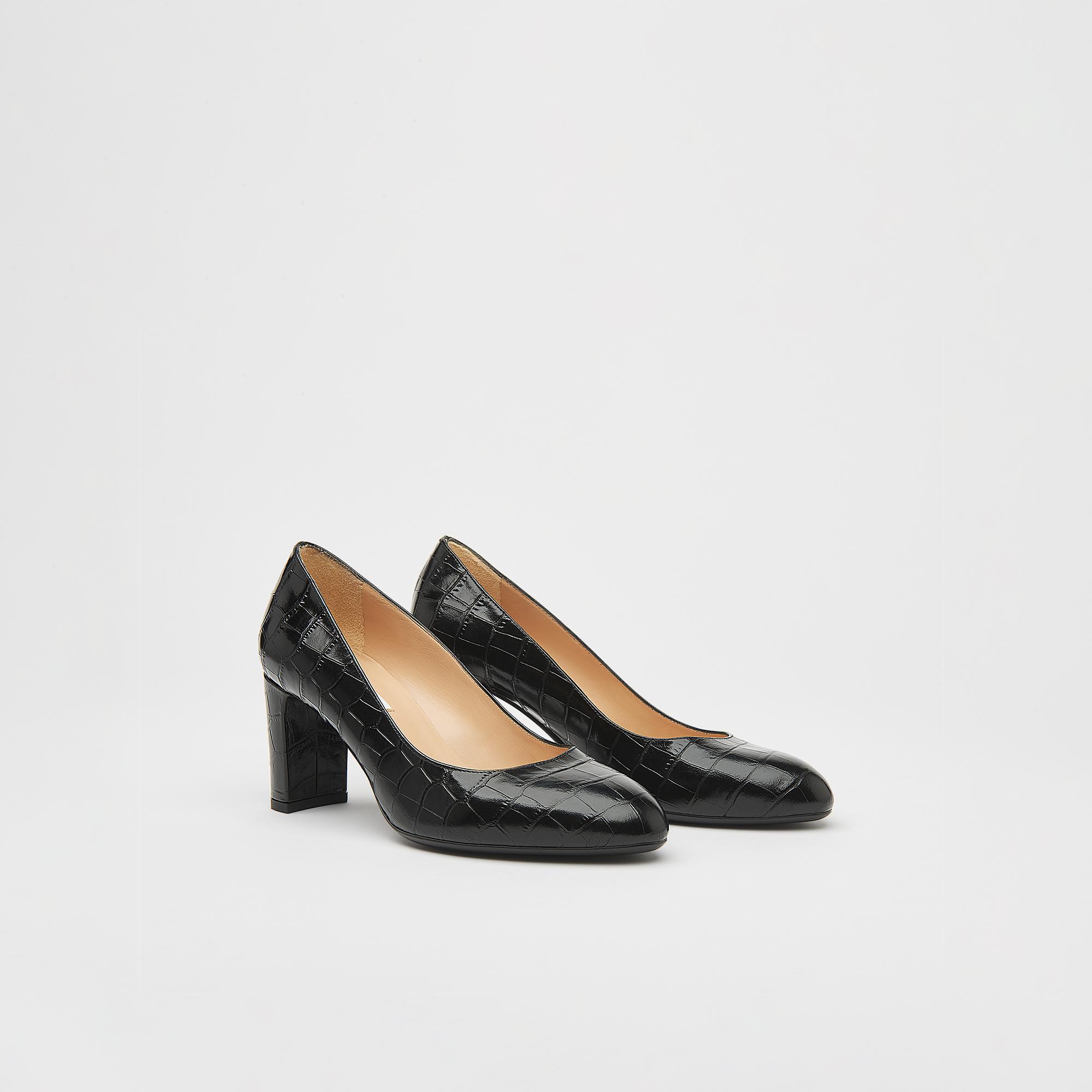 Winola Black Croc Effect Courts Shoes