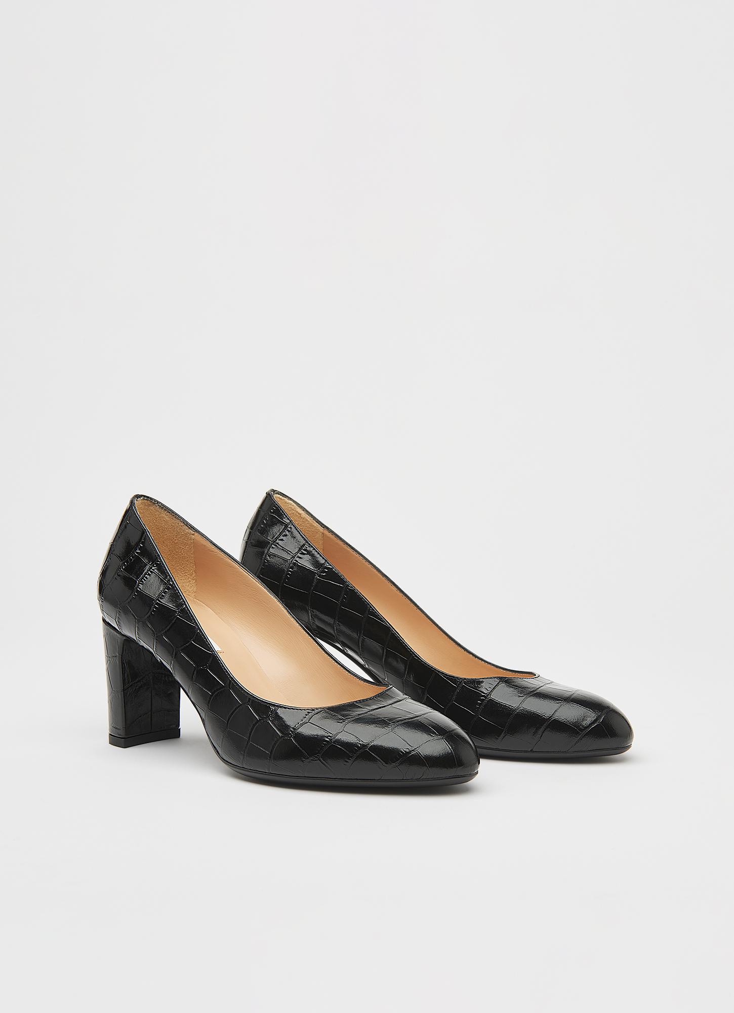 Winola Black Croc Effect Courts Shoes