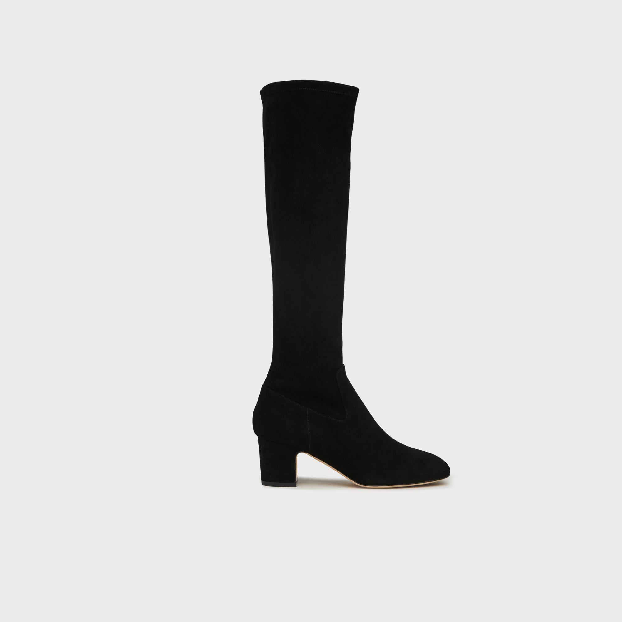 black stretch pull on boots