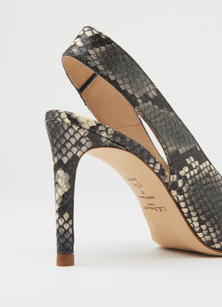 Ilana Grey Snake Print Slingbacks Shoes