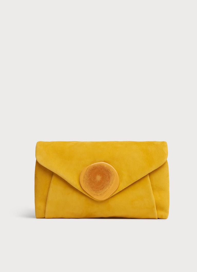 Olivia Yellow Suede Clutch Handbags L.K.Bennett
