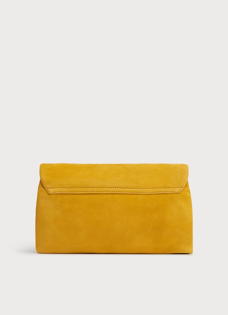 Olivia Yellow Suede Clutch