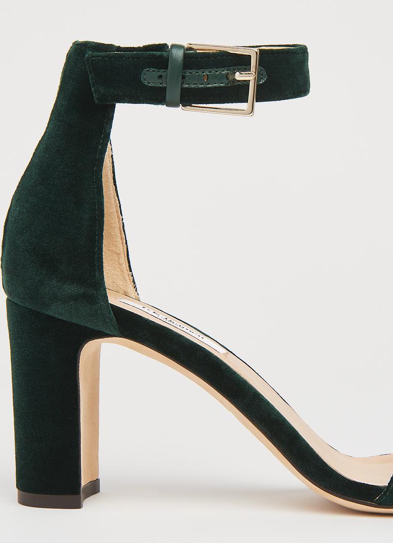 Green velvet sandals shop