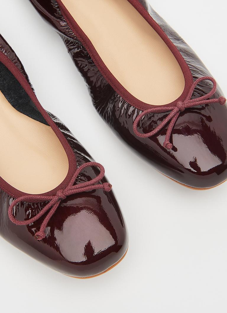 Trilly Burgundy Crinkled Patent Flats Shoes L.K.Bennett