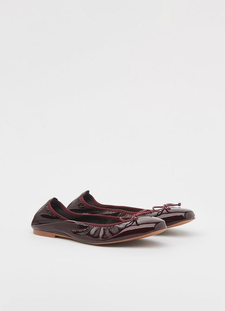 Trilly Burgundy Crinkled Patent Flats Shoes L.K.Bennett