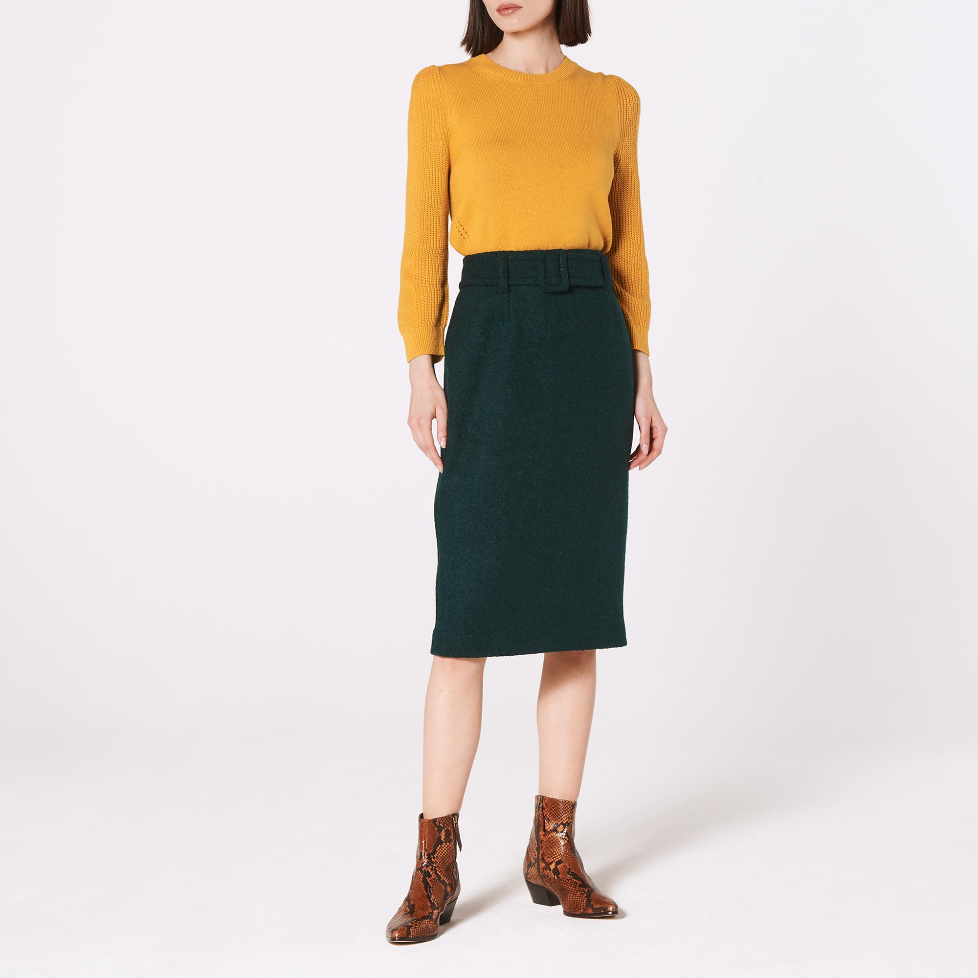 Earnest Green Wool Blend Pencil Skirt Clothing