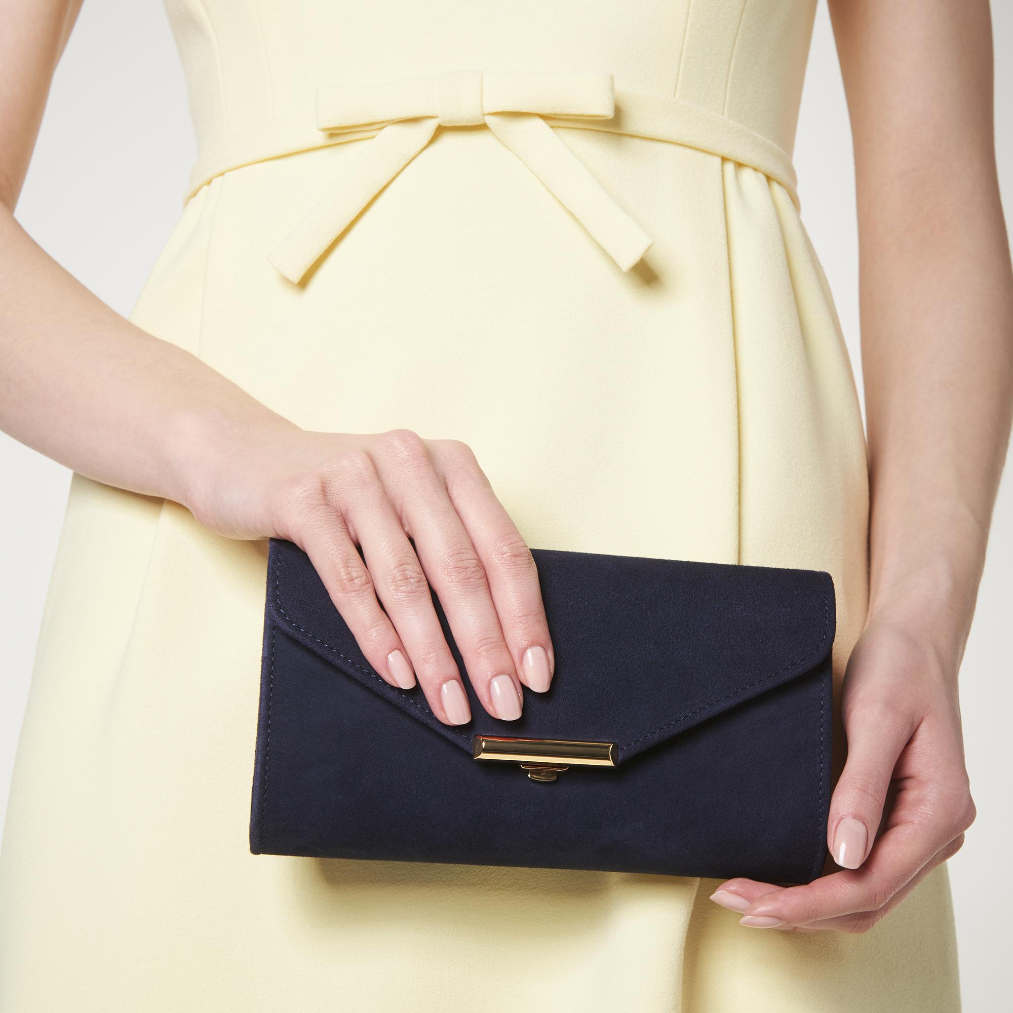 Lucy Navy Suede Envelope Envelope Clutch Handbags