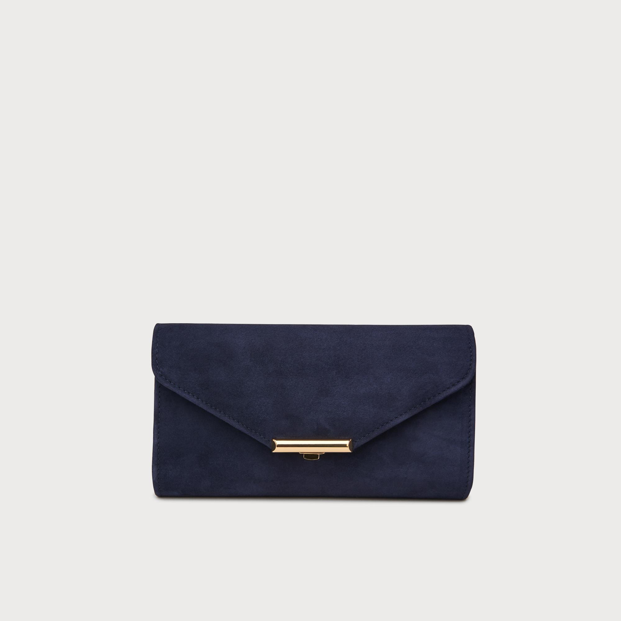 Lucy Navy Suede Envelope Envelope Clutch Handbags