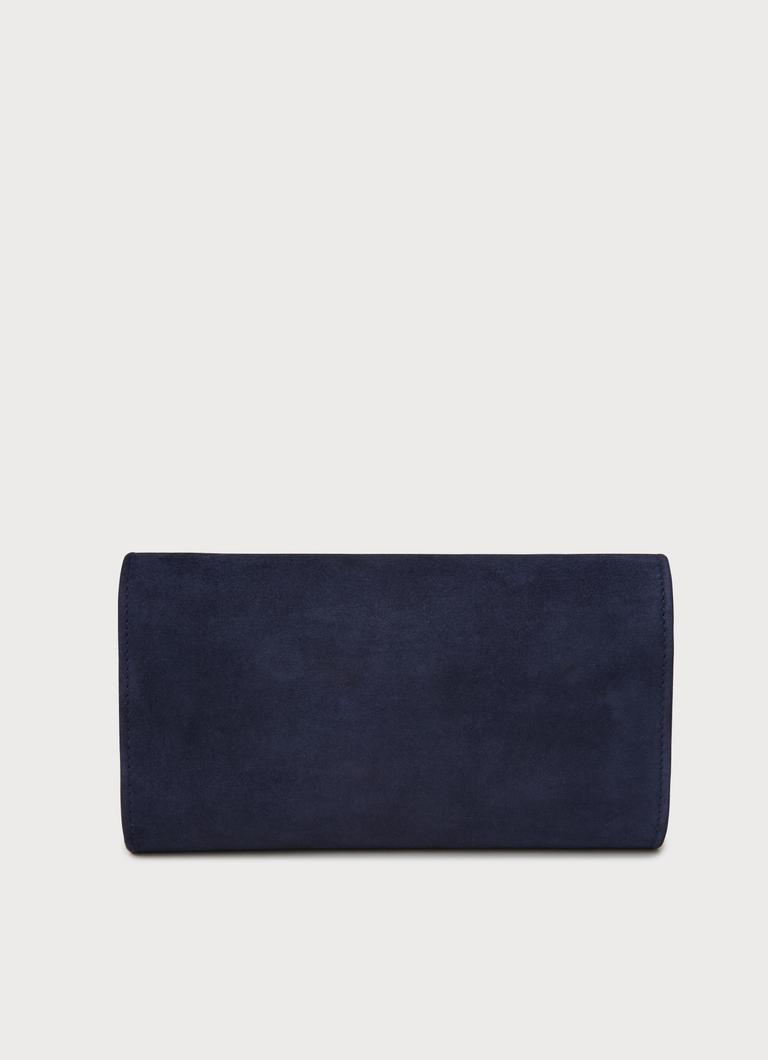 Lucy Navy Suede Envelope Envelope Clutch Handbags L.K.Bennett