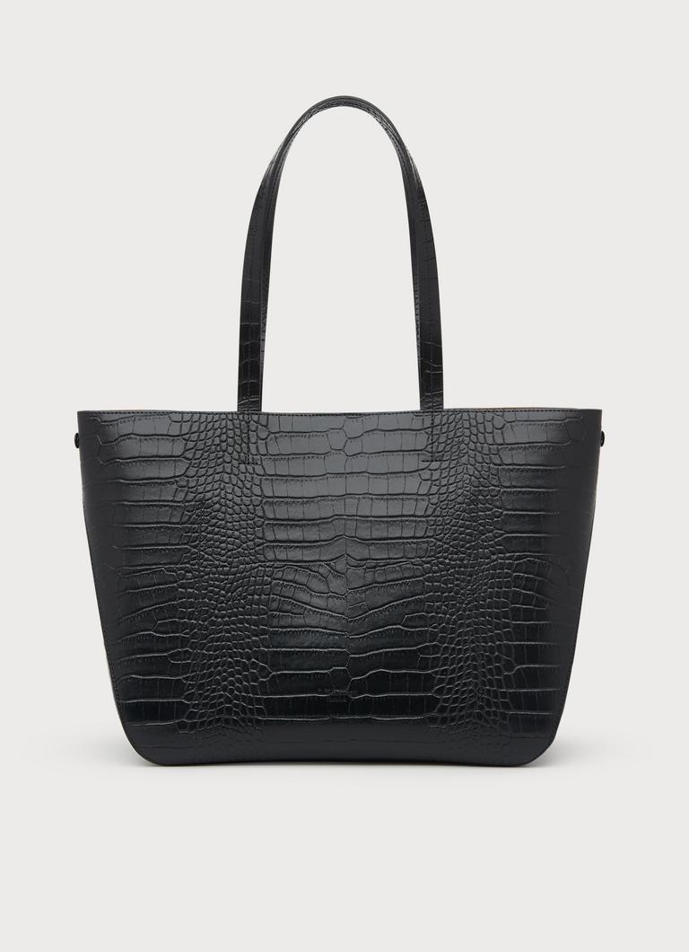 Evie Black Croc Effect Tote Bag Handbags - Main Image