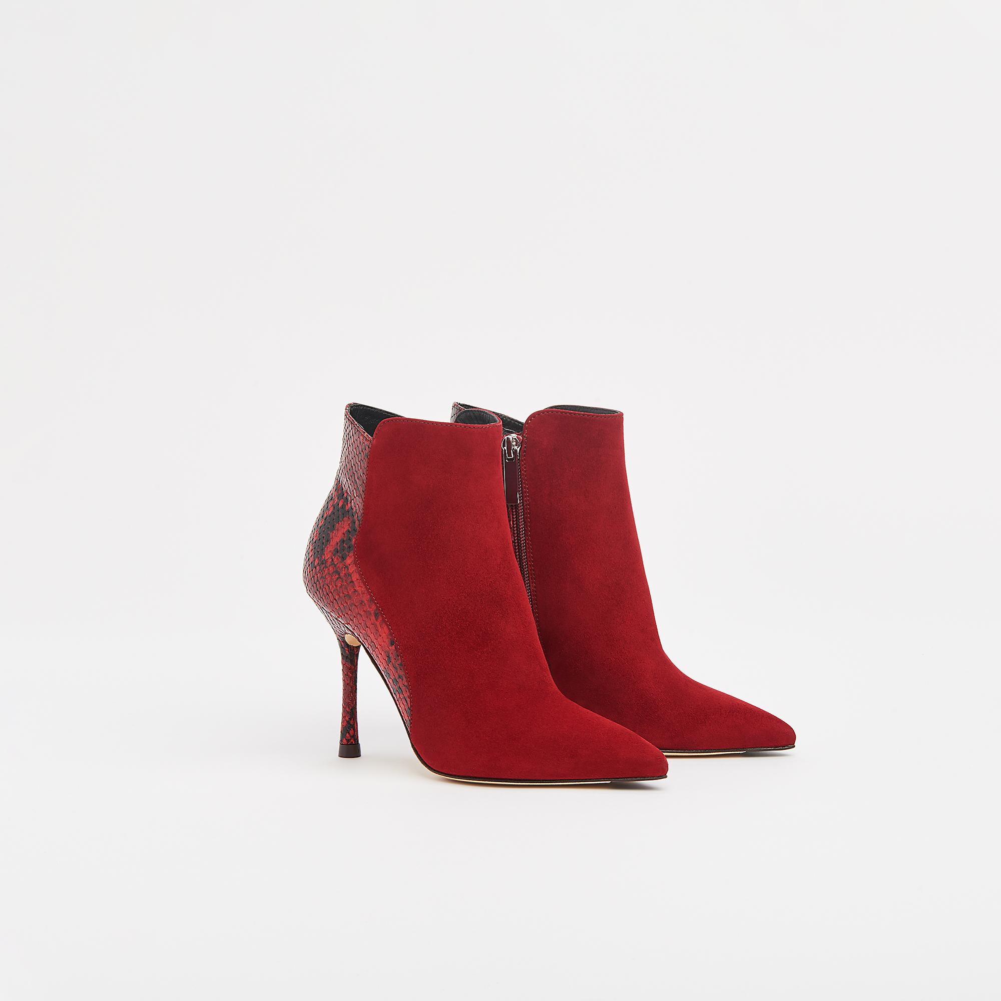 dark red suede booties