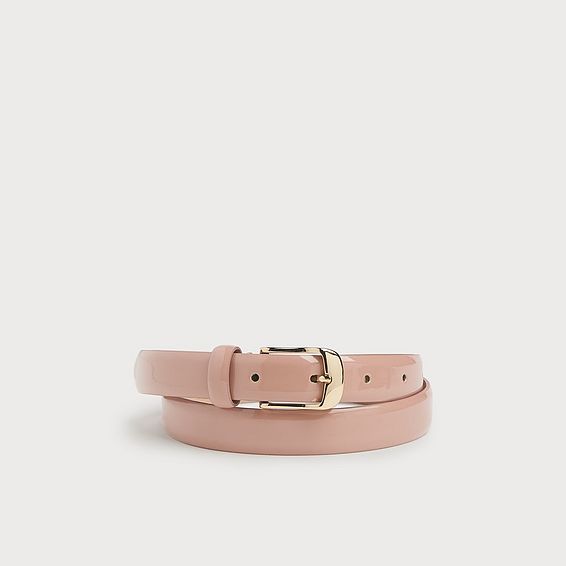 Gunders Pale Pink Patent Leather Belt, Pink