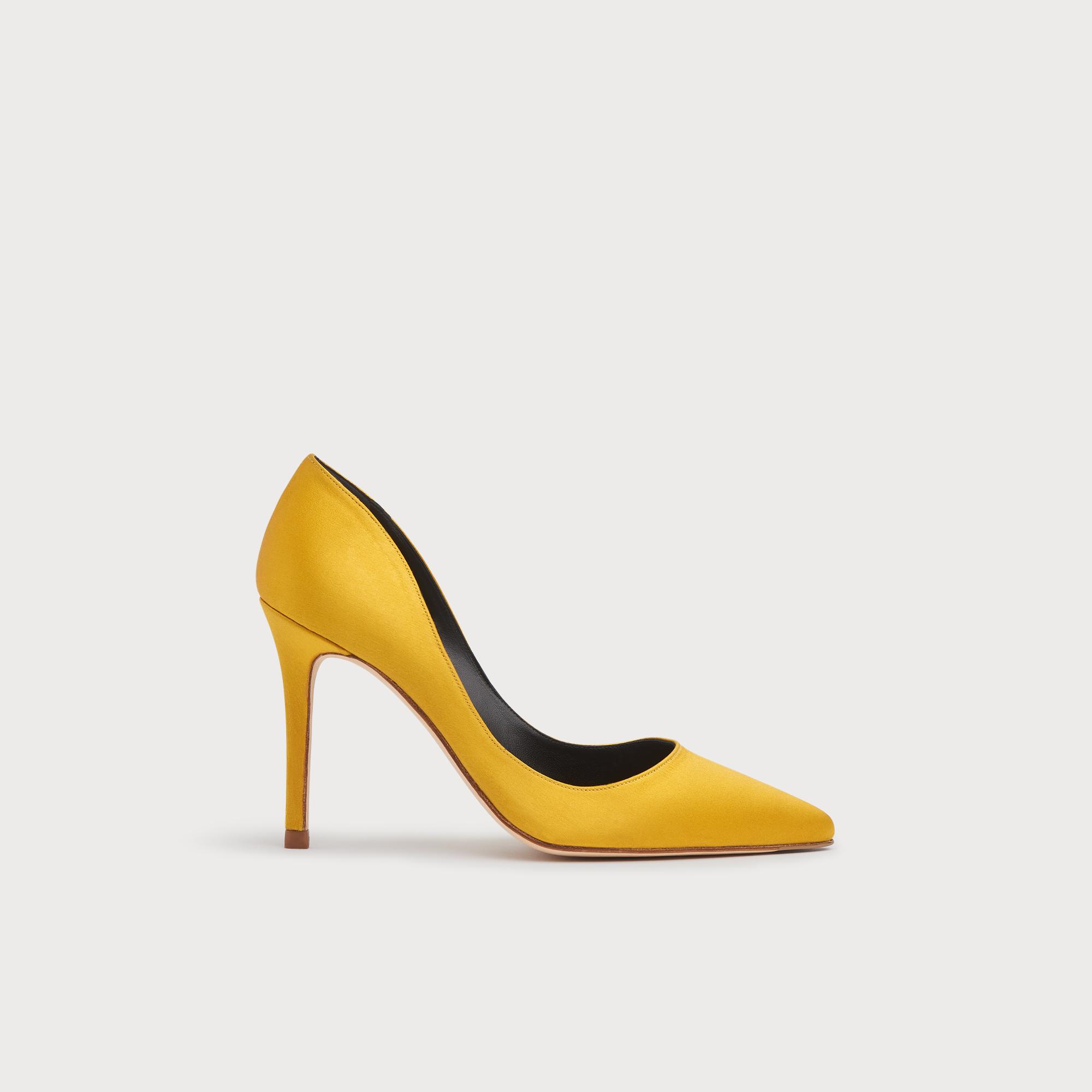 satin yellow heels