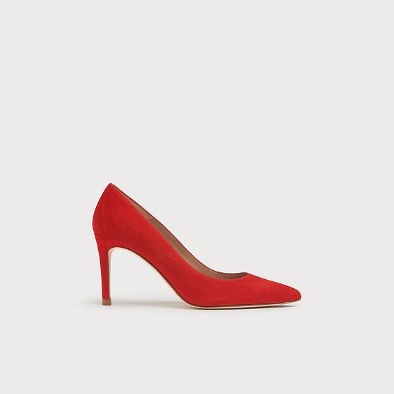 Floret Scarlet Red Suede Pointed Toe Courts, Red