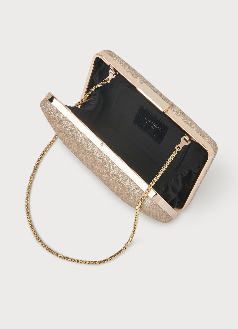 Dotty Champagne Glitter Box Clutch Handbags L.K.Bennett