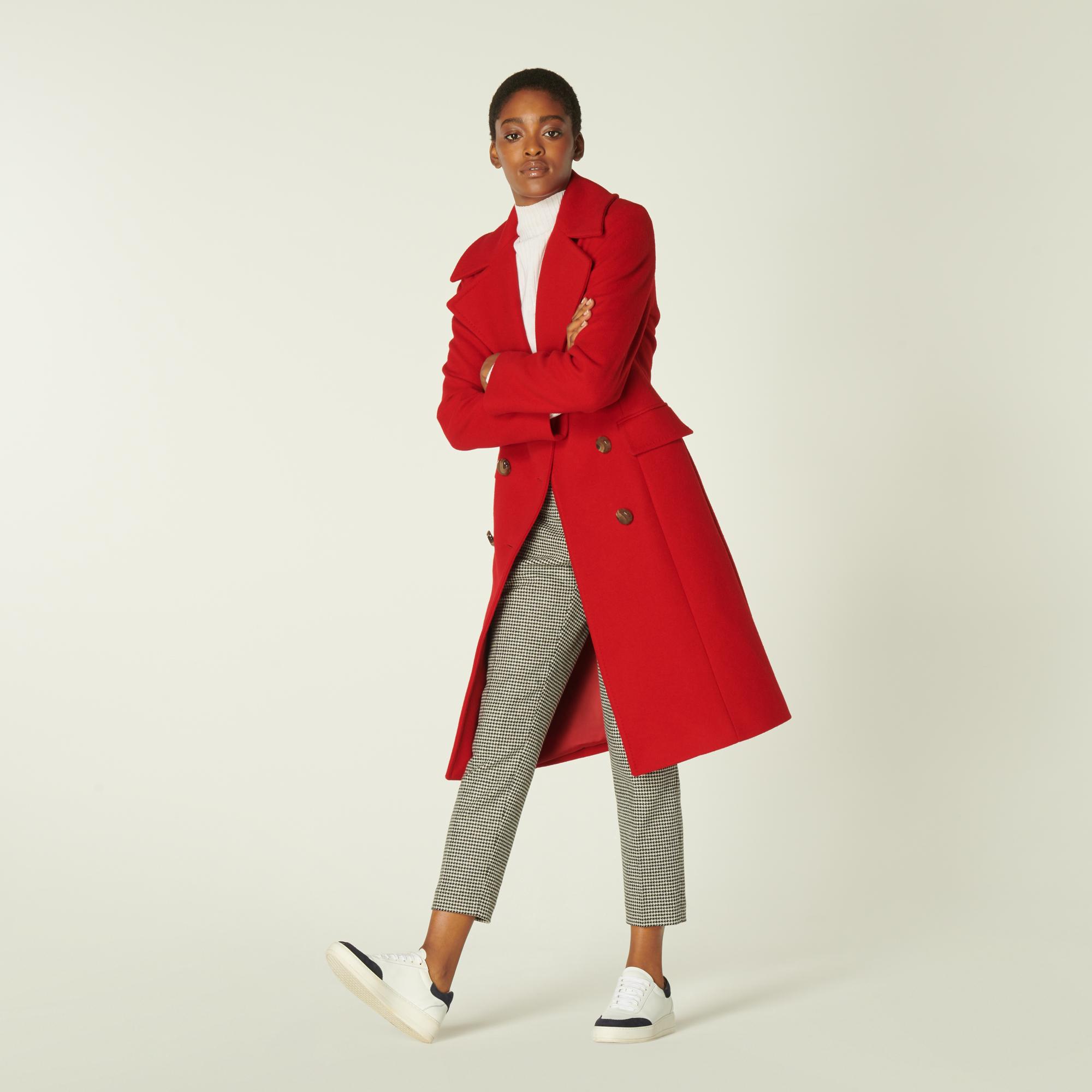 red wool blend coat