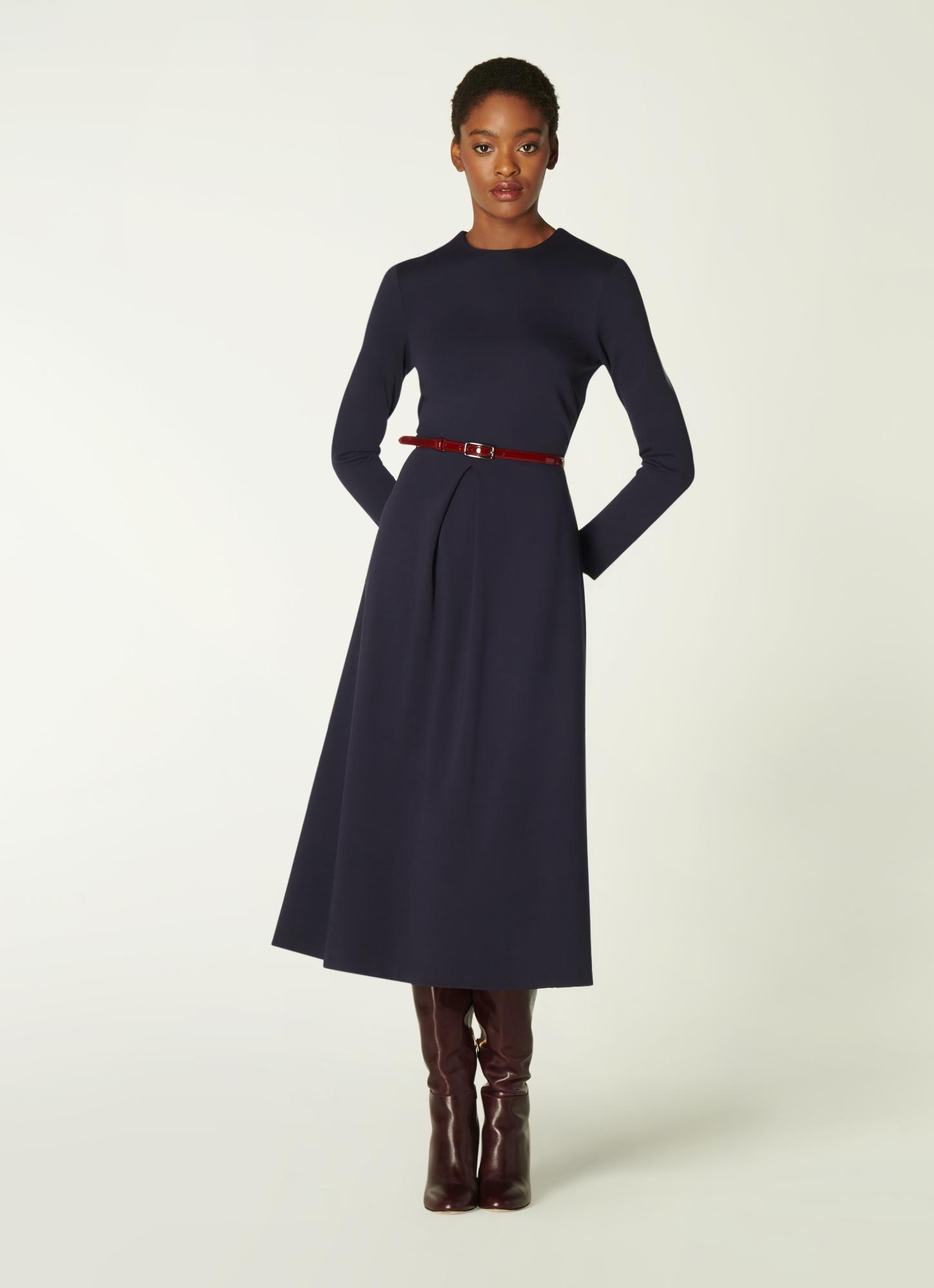 Maria Navy Jersey Fit & Flare Dress| Clothing | L.K.Bennett