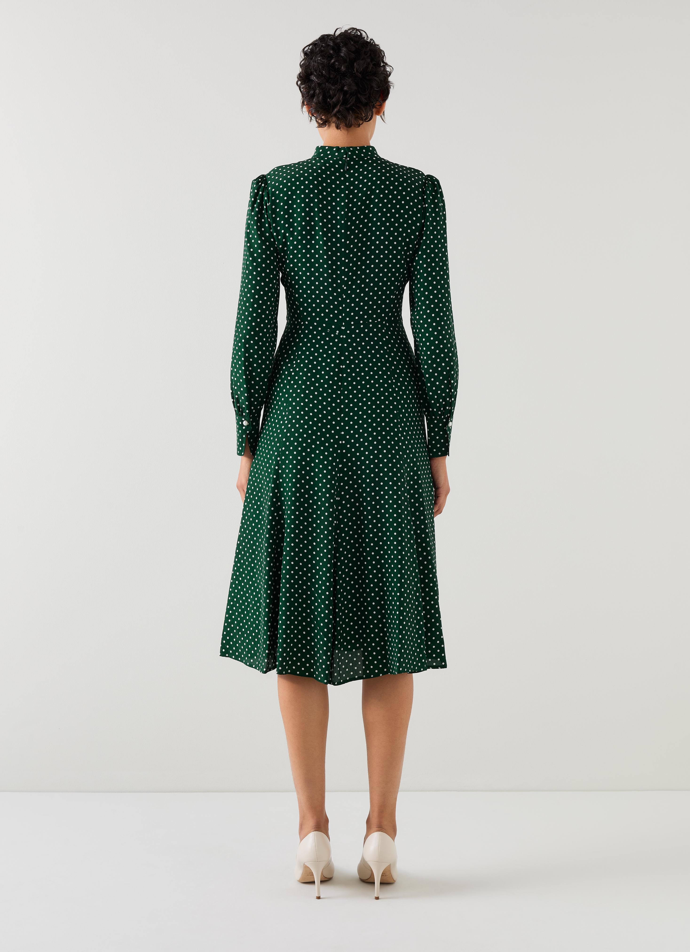 Mortimer Green & Cream Polka Dot Silk Dress | LK Bennett
